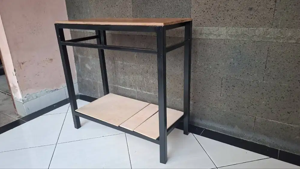 Meja/rak besi holo siku 67x31x65 baru