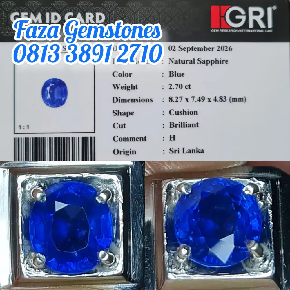 Intense Blue Sapphire Srilanka, Almost eye clean, metallic siang malam