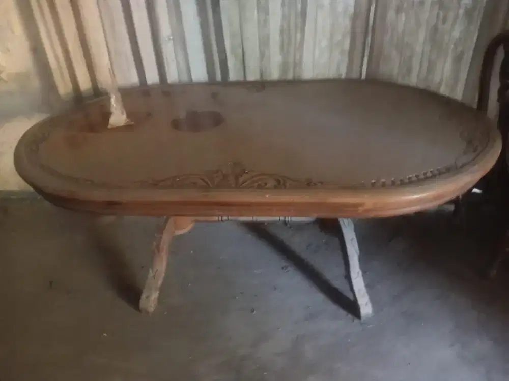 set meja makan klasik kayu jati