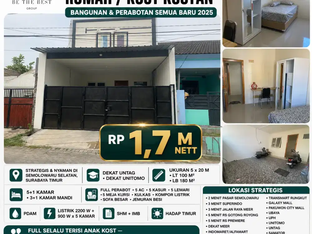 DEKAT KAMPUS!! RUMAH KOS DIJUAL (FULL TERISI) DI SEMOLOWARU SELATAN - SURABAYA
