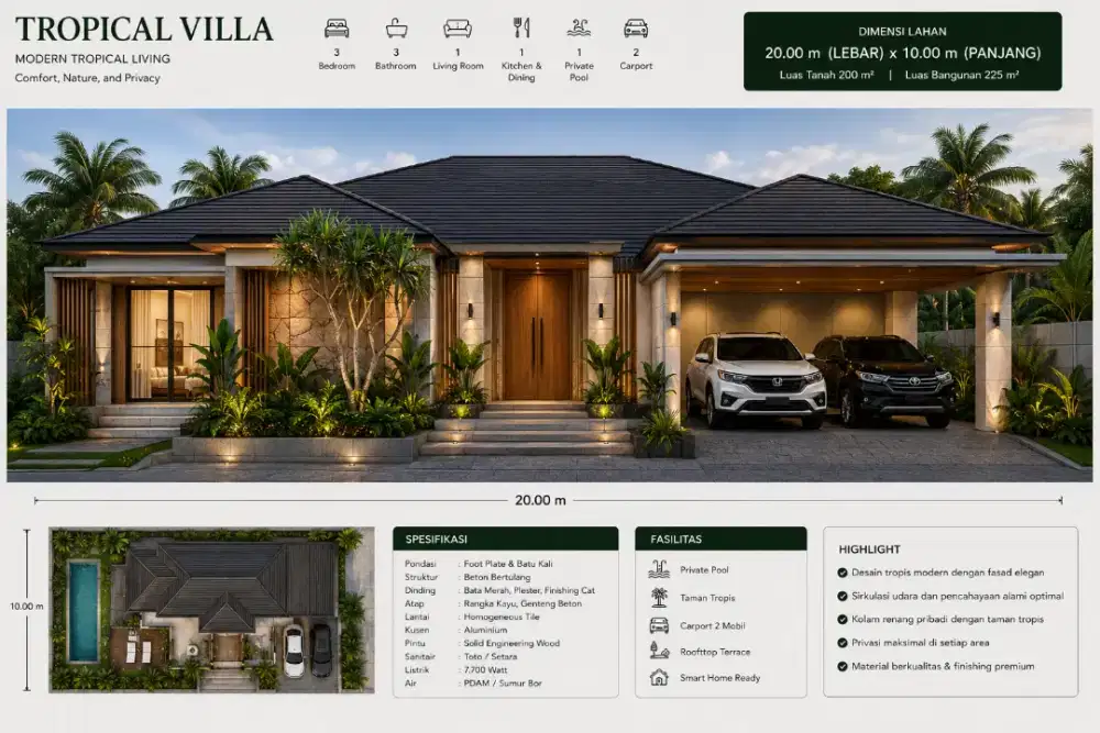 Leasehold BALI TROPICAL VILLA — Modern Luxury