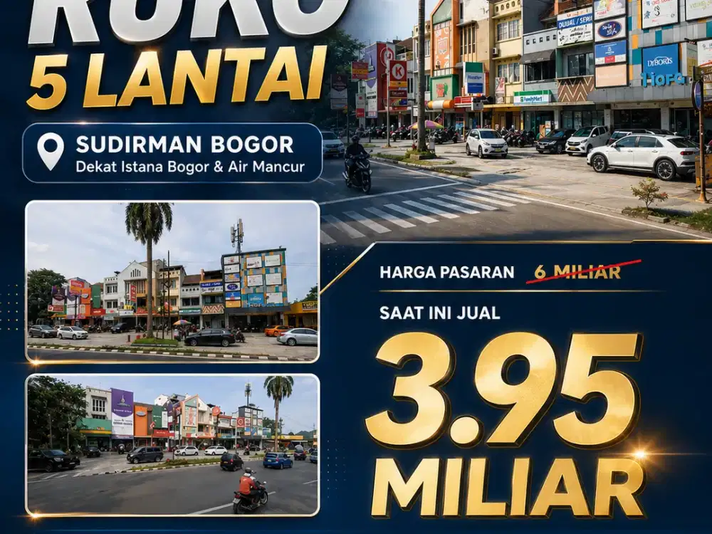 Jual Cepat Harga Terbaik Ruko 5 Lantai di Sudirman Bogor Cocok Untuk Aneka Bisnis!