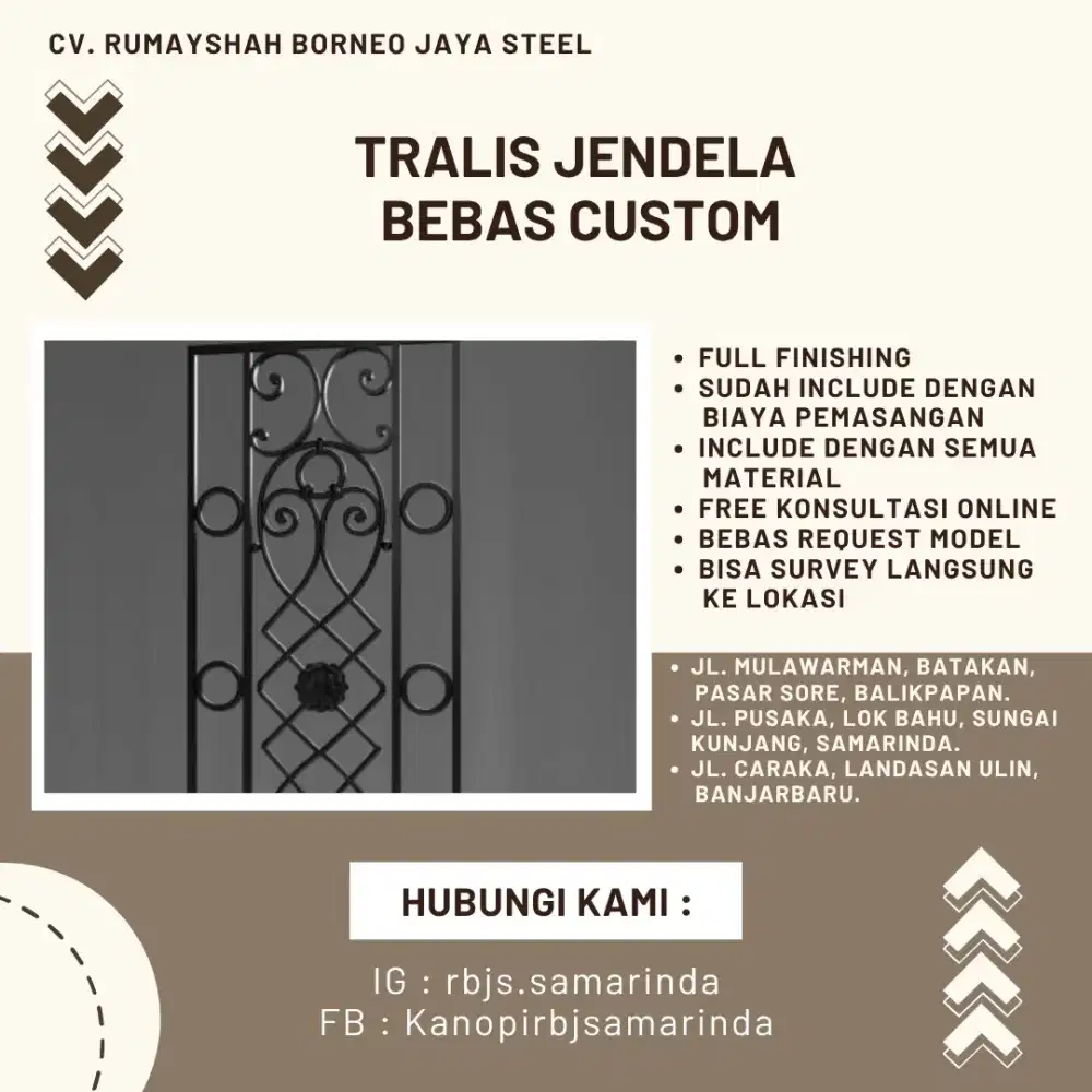 Tralis Jendela Model Berukir Bebas Custom