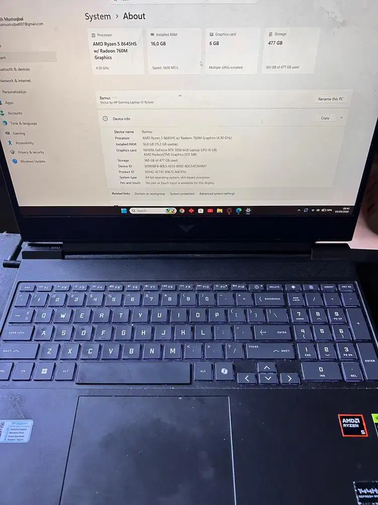 HP Victus 15 Ryzen 5 8645HS RTX 3050 (nego wajar)