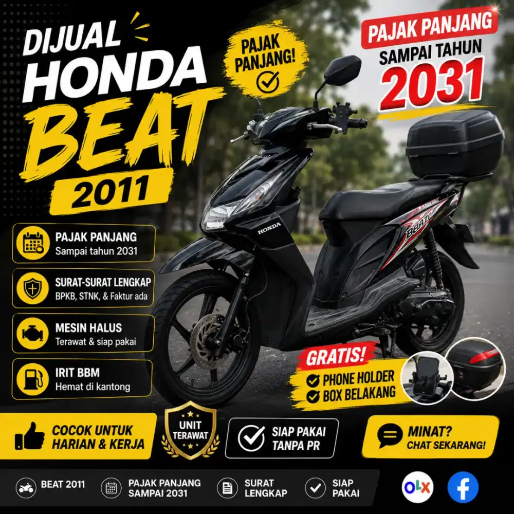 Honda Beat 2011 Milik Pertama ! Pajak 2031 Jual karena Ganti Molis