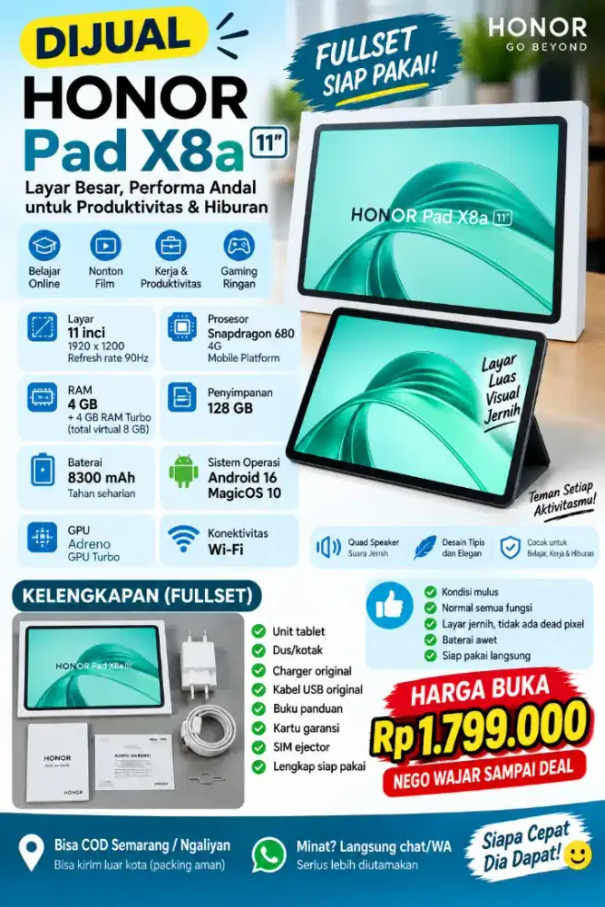 Tab Honor  Pad X8a 11 mulus full set11
