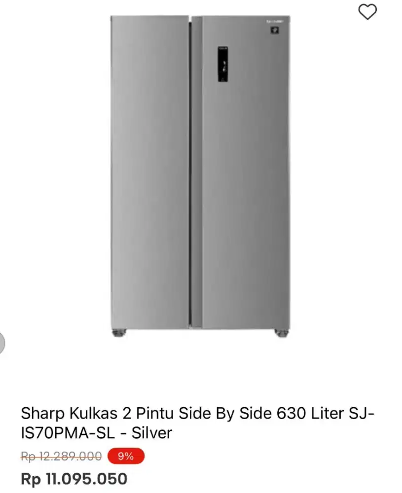 KULKAS SHARP SBS 2 PINTU SJ-IS70PMA-SL 630LTR