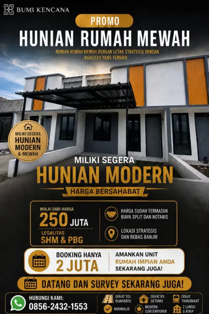 Jual hunian paling murah kontemporer dekat buahbatu