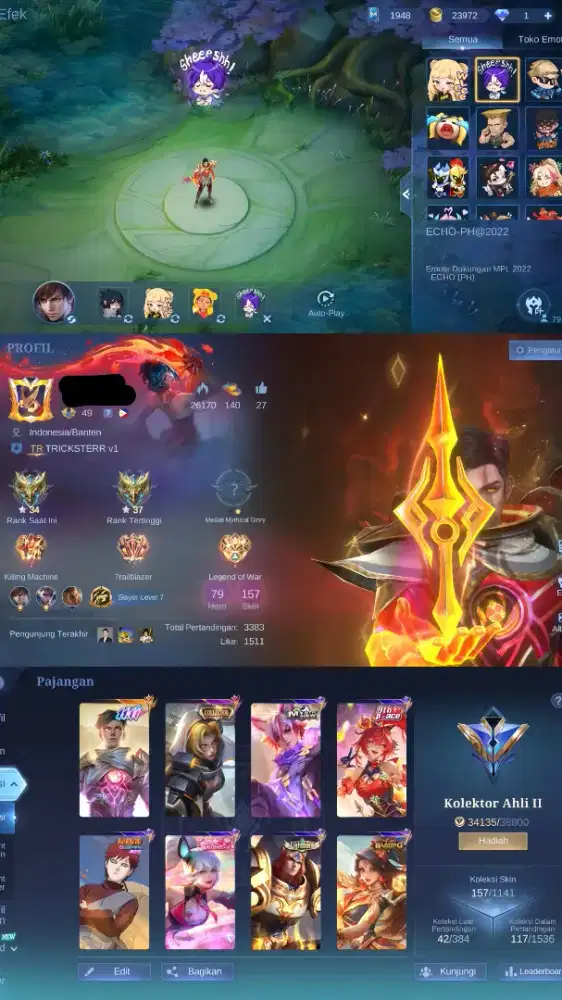 AKUN MOBILE LEGEND GUSION 11.11 SPEK JUNGLER