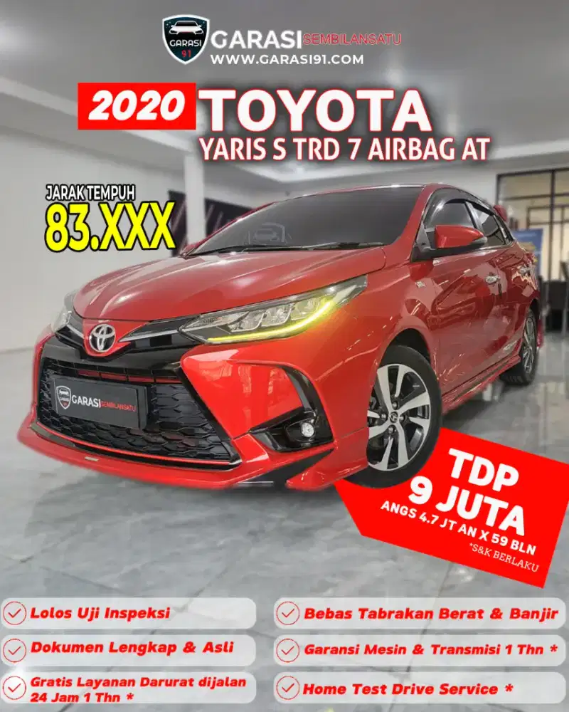 ‼️[ TDP 9 Jt ] ‼️Toyota Yaris trd sportivo 7 airbang cvt 2020