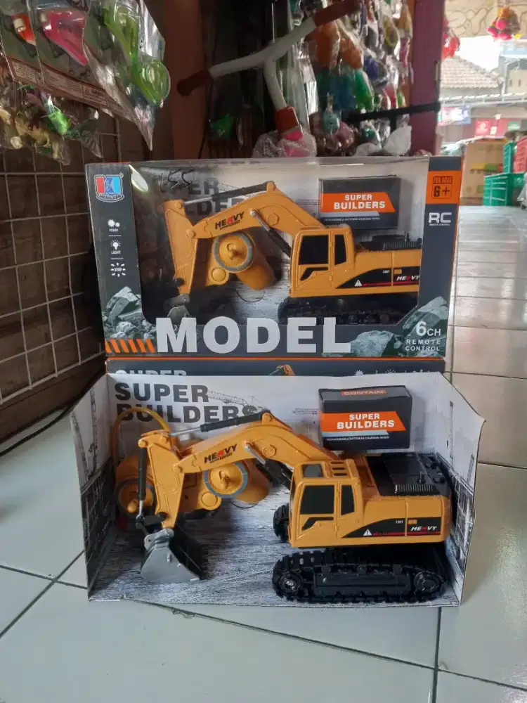 mainan anak Rc bego excavator cas