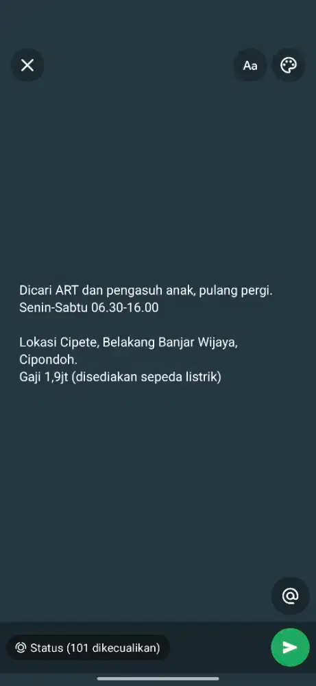 Dicari ART dan pengasuh anak Pulang pergi