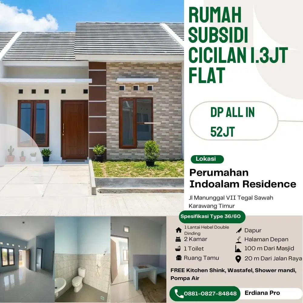 JUAL READY UNIT SUBSIDI & KOMERSIL INDOALAM RESIDENCE KARAWANG
