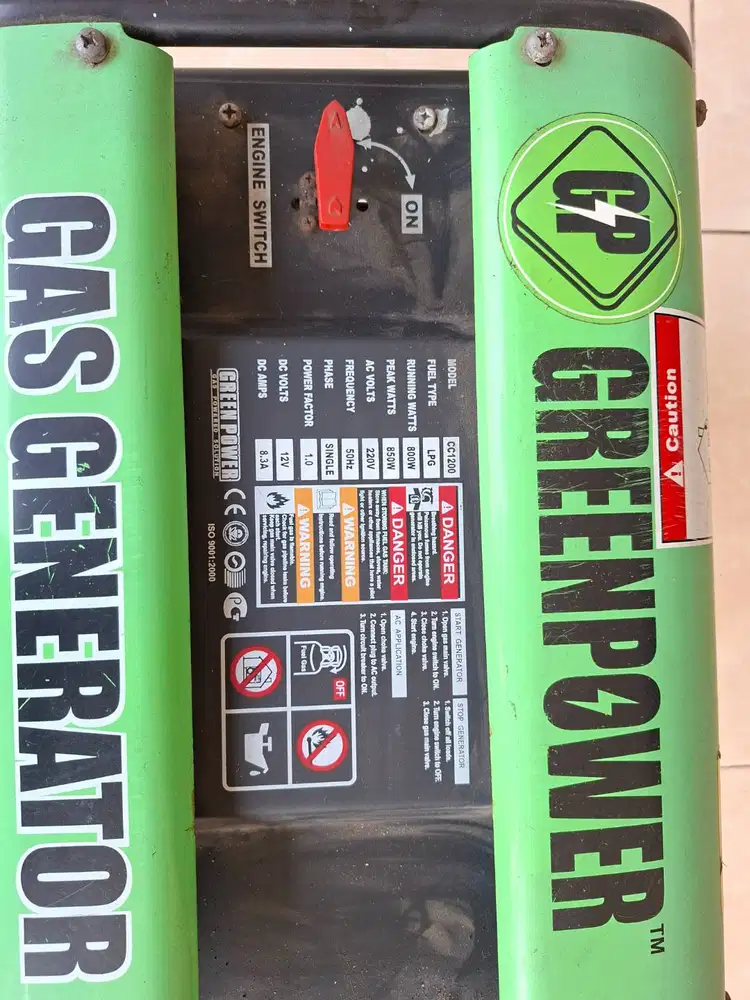 Greenpower CC1200B-LPG Genset 900 Watt Recoil Starter