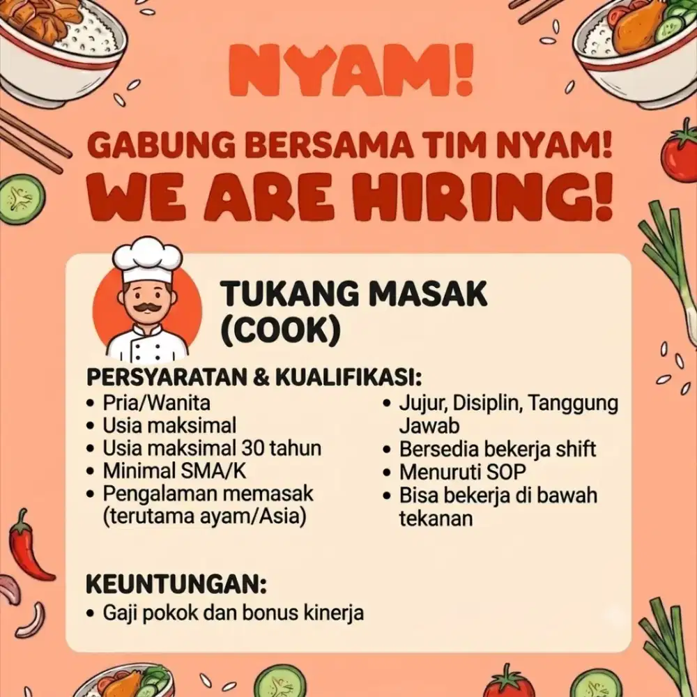 Dibutuhkan Juru Masak