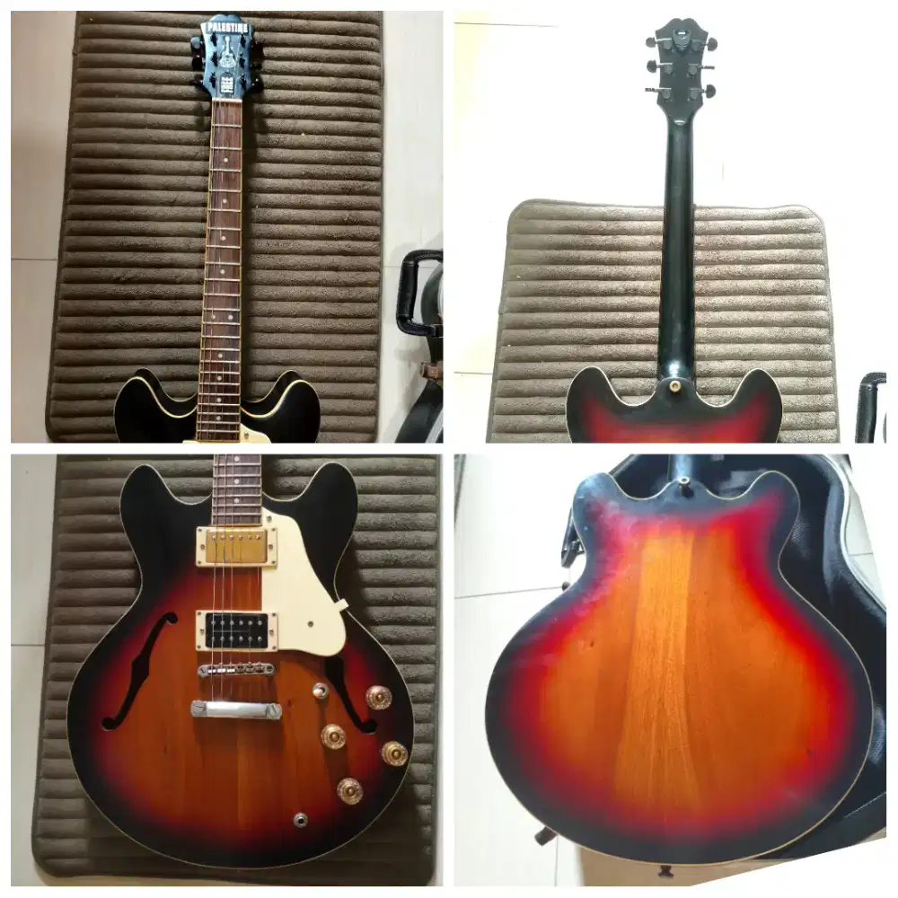 Gitar Tua + Gig Bag Tebal HOLLOW BODY CUSTOM Epiphone Elektrik Akustik