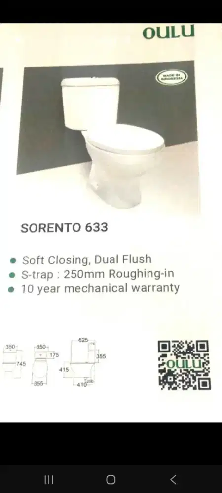 CLOSET DUDUK OULU 633 + JET SHOWER BARU COD 1.380.000