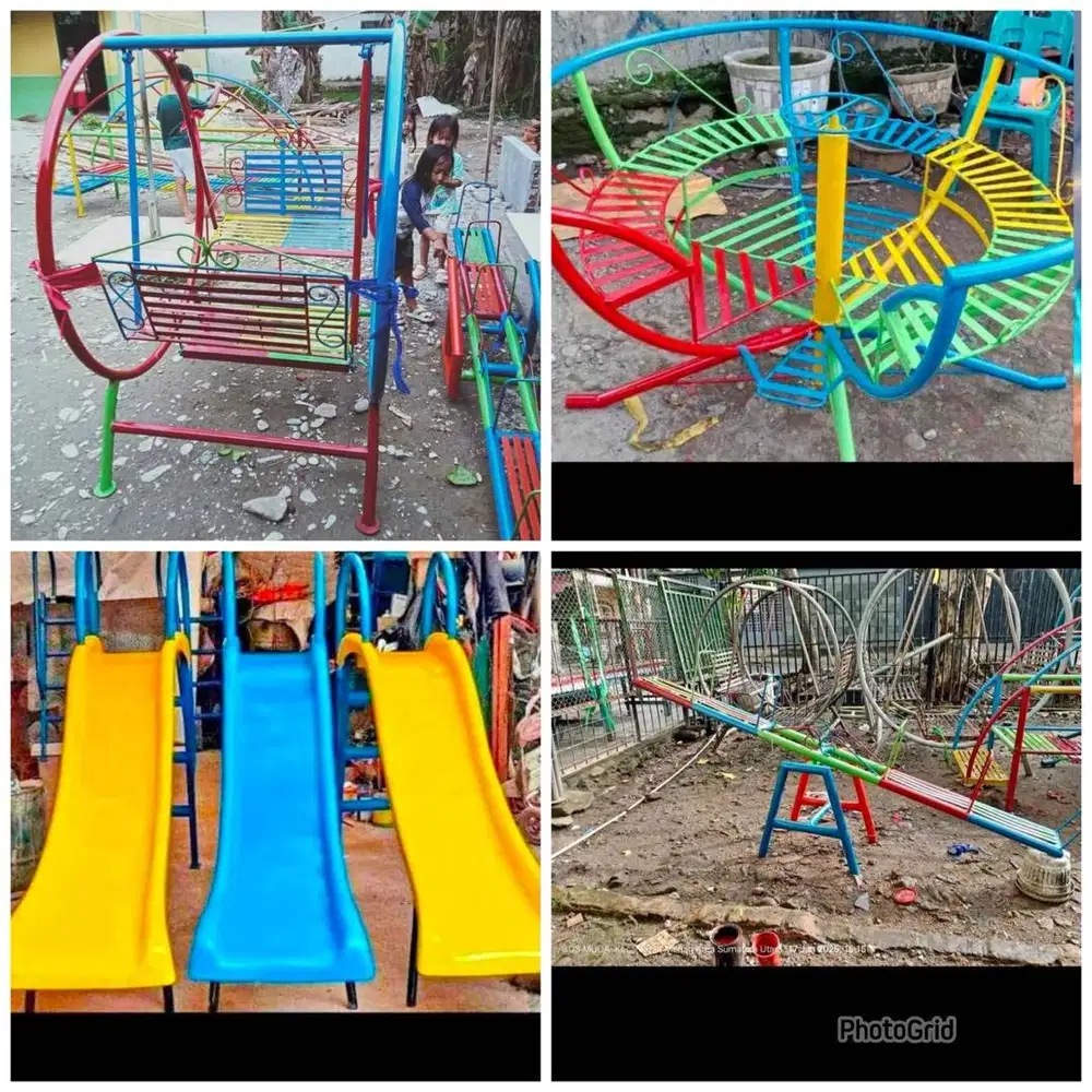 Perosotan, ayunan, jungkt jungkit ,  playground, mangkok putar, mainan