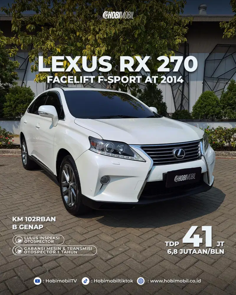 Garansi mesin transmisi Lexus RX 270 2014 good condition