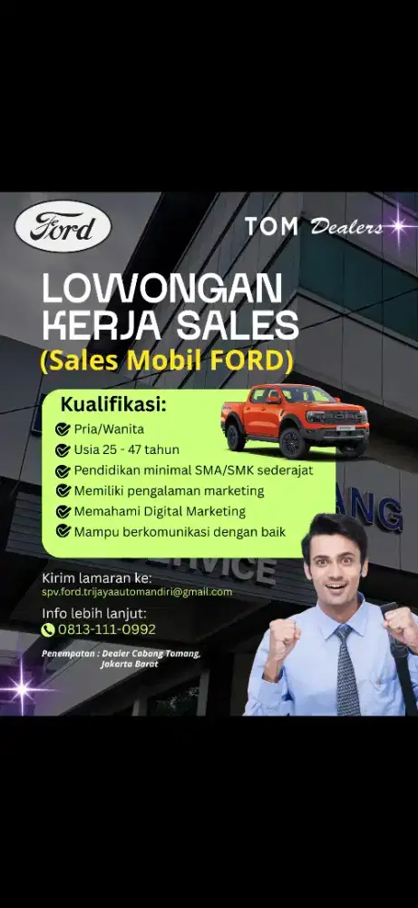 Loker Sales mobil Ford Jakarta Barat