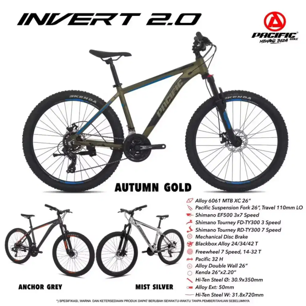 Sepeda Gunung MTB Pasific Invert 2.0 UK 27.5 Berkualitas
