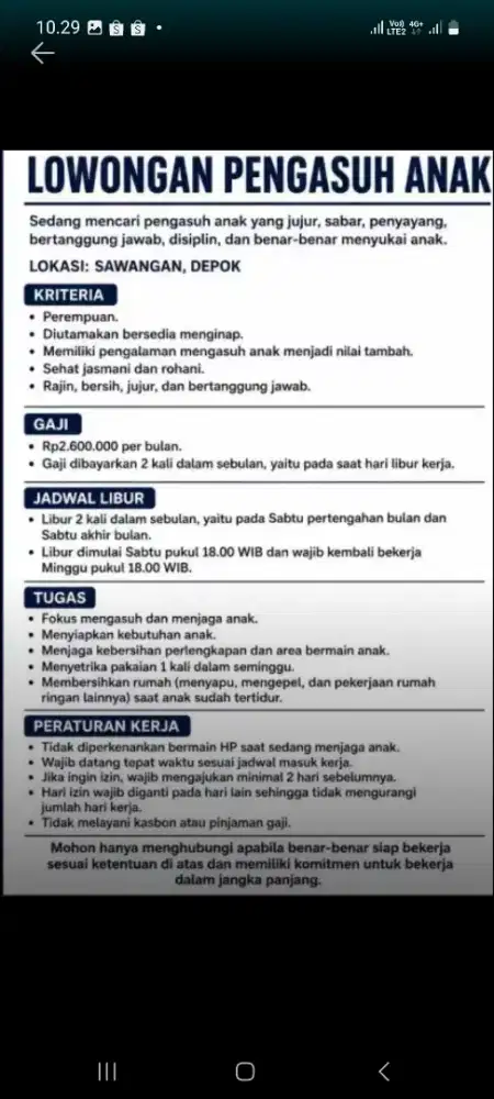 CARI PENGASUH ANAK