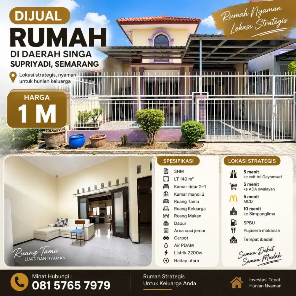 DIJUAL SINGA SUPRIYADI MURAH LOK STRATEGIS CEPAT SEGERA 2LT VIEW