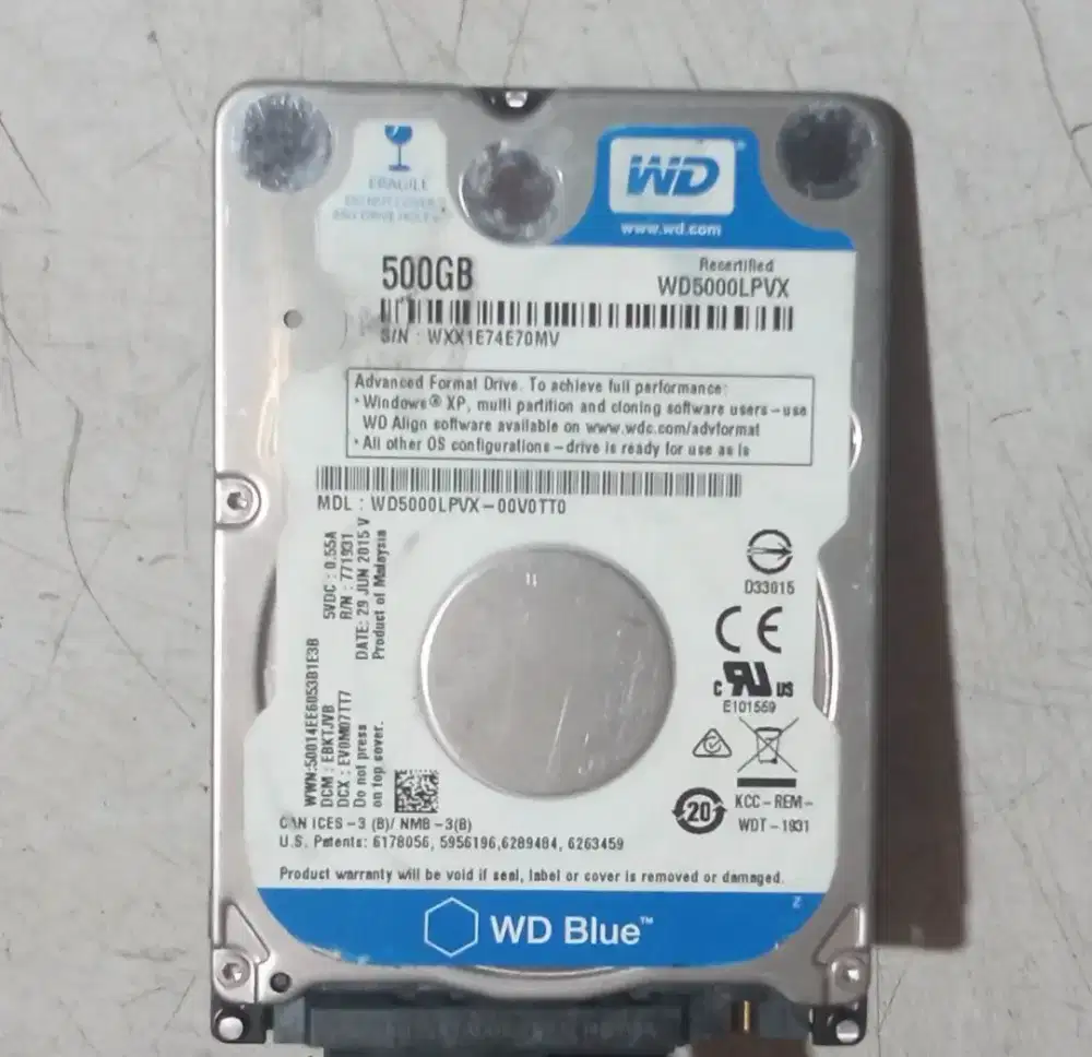 HDD Laptop Slim WD Scorpio Blue 500GB Joss 100%