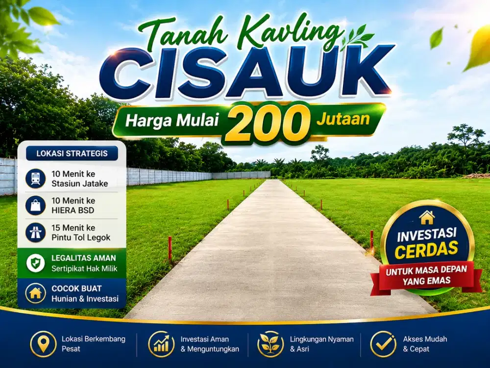 Kavling Cisauk 200 Jt-An, 10 Menit ke Hiera BSD, SHM Terjamin