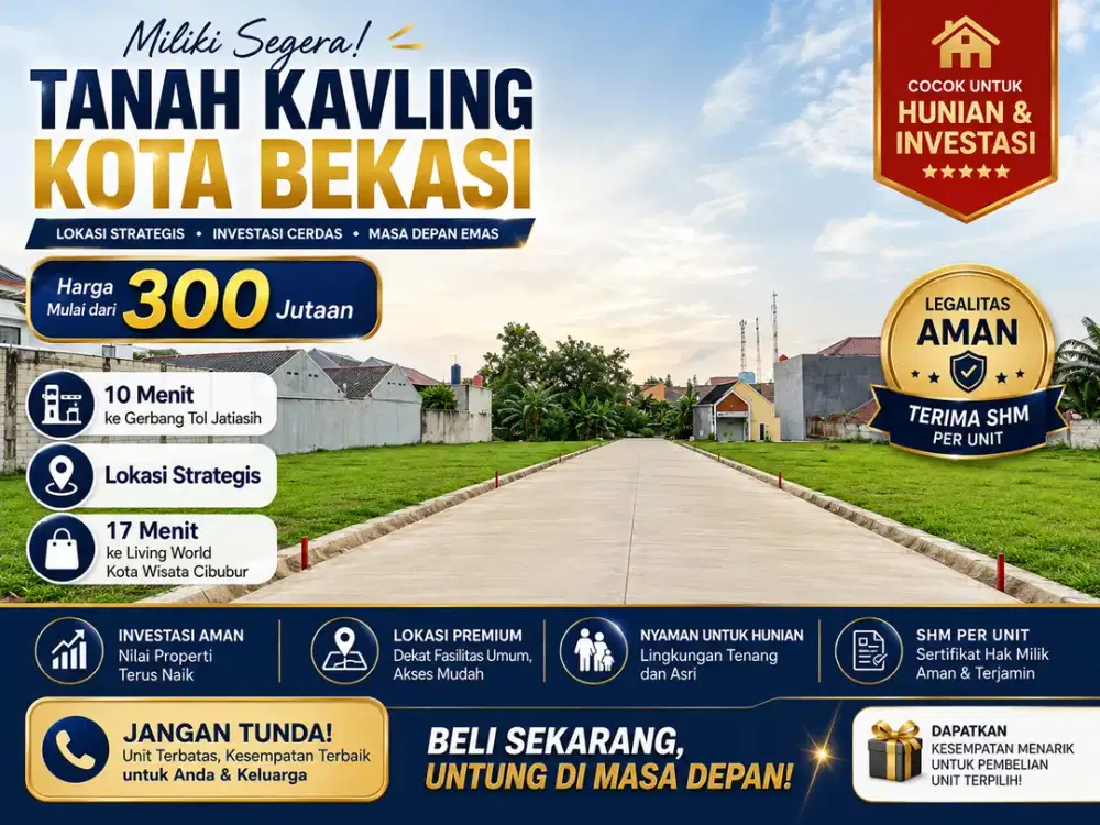 Kavling Bekasi, Hanya 10 Menit ke Pintu Tol Jati Asih, SHM