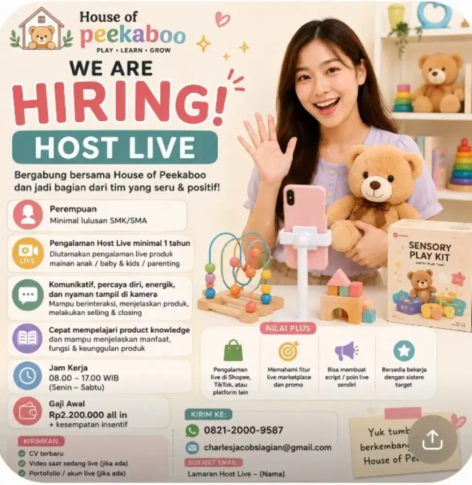 LOWONGAN HOST LIVE – HOUSE OF PEEKABOO
