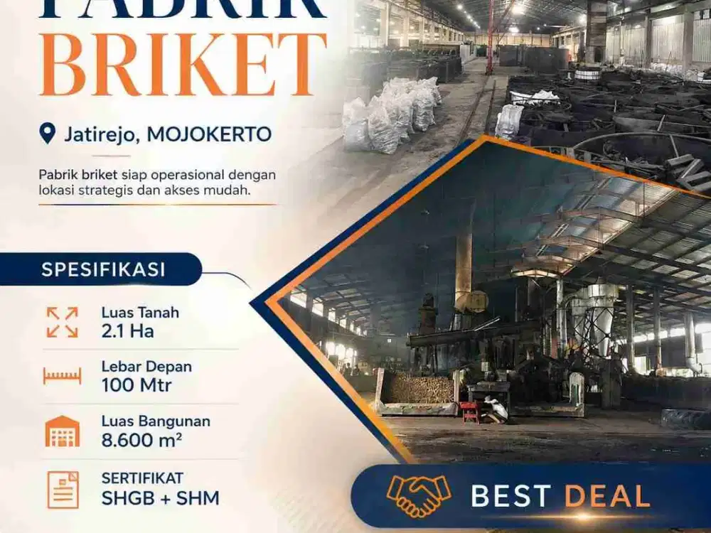 DI JUAL CEPAT PABRIK BRIKET LOKASI JATIREJO - MOJOKERTO