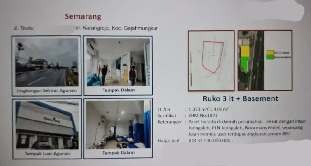 Dijual Ruko 3 Lantai Jalan Teuku Karangrejo Gajahmungkur Semarang