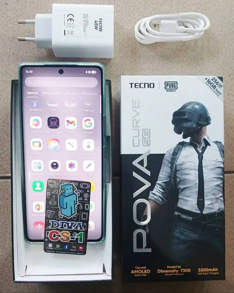 2nd BNOB Tecno POVA Curved 5G Dimensity 7300 Ram 8Gb 256Gb Batre 5500