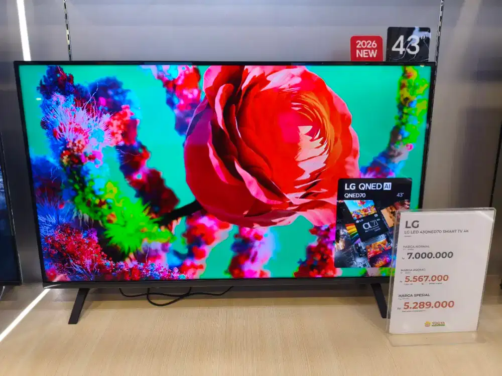 Cash & Kredit LG LED 43 QNED70 SMART TV 4K Tanpa DP, Bunga 0%