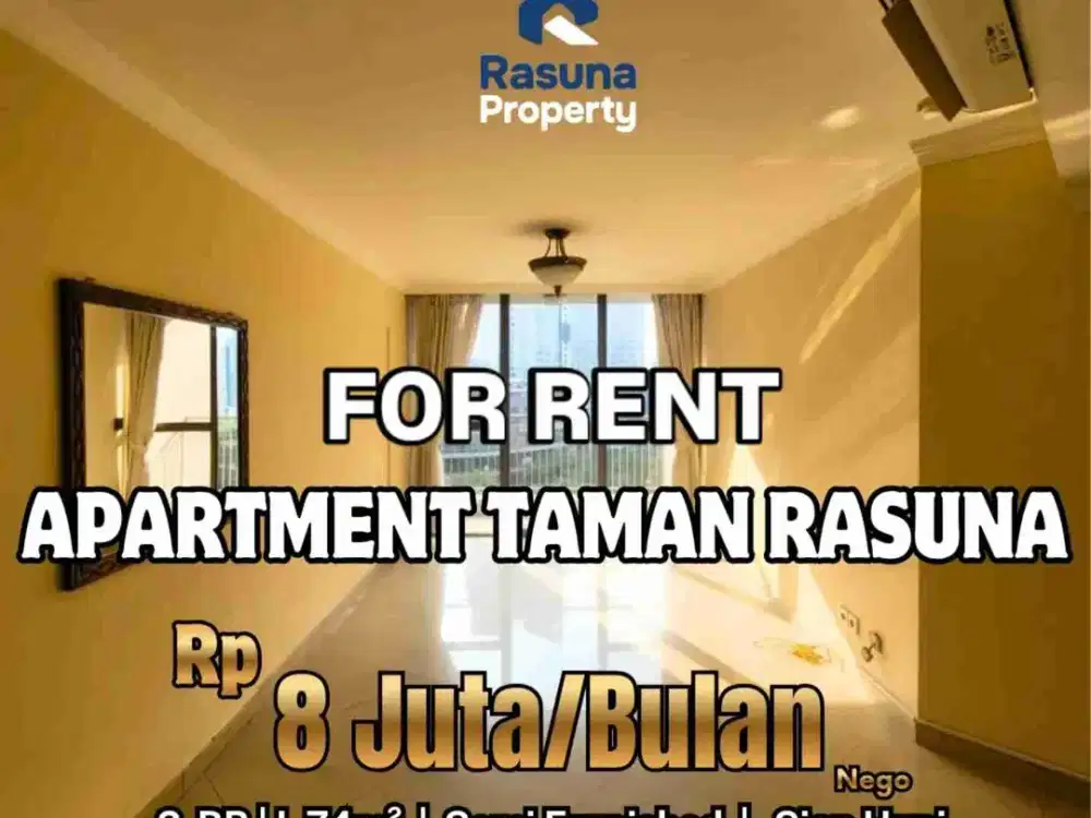 New Available, For Rent, Apartment Taman Rasuna , 2 BR, Semi Furnished, T 07, Siap Huni