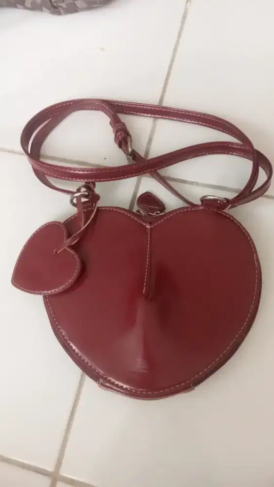 Tas mini heart maroon