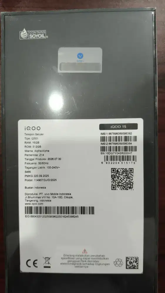 iqoo 15 16/512GB 100% BNIB Garansi Resmi Segel Pabrik