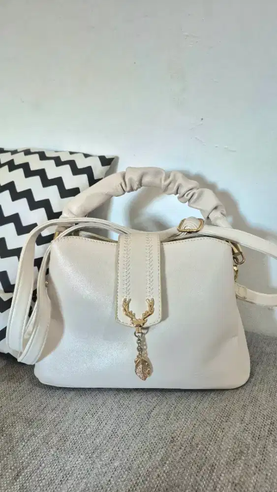 Tas selempang handbag wanita merk En-ji Enji Sassi Handbag - Ivory