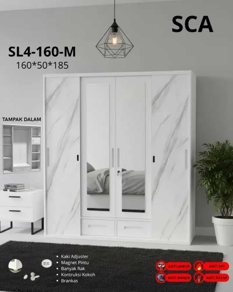 READY LEMARI BESI 4 PINTU+LACI TERMURAH