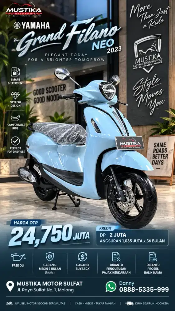 KM 6rb‼️Yamaha Grand Filano Neo 2023. L Sby.DANNY Mustika Motor Malang