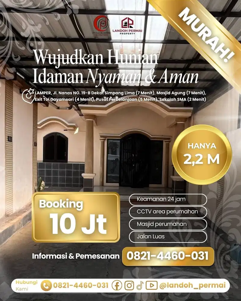 UNIT RUMAH SIAP HUNI TERMURAH DENGAN LOKASI STRATEGIS DI LAMPER TENGAH
