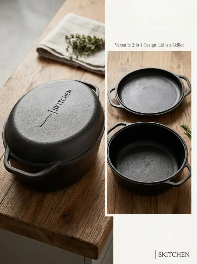 Skitchen Round Cast Iron Dutch Oven