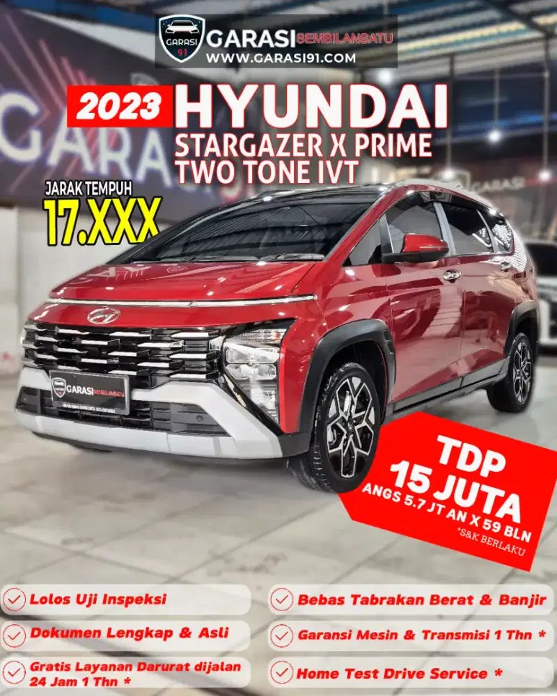 [Tdp 15 JT] HYUNDAI STARGAZER X PRIME IVT 2023 KM 17 RB
