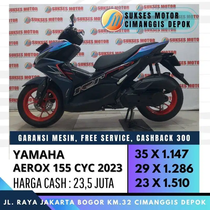YAMAHA AEROX 155 CYBERCITY 2023 KREDIT MOTOR SECOND CASHBACK 300 RIBU