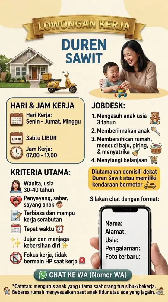 Dicari ART Pulang Pergi