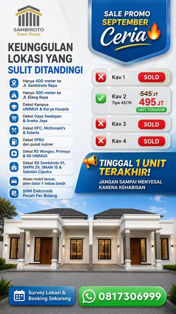 Rumah sambiroto kedungmundu dekat unimus primaya rs wongso