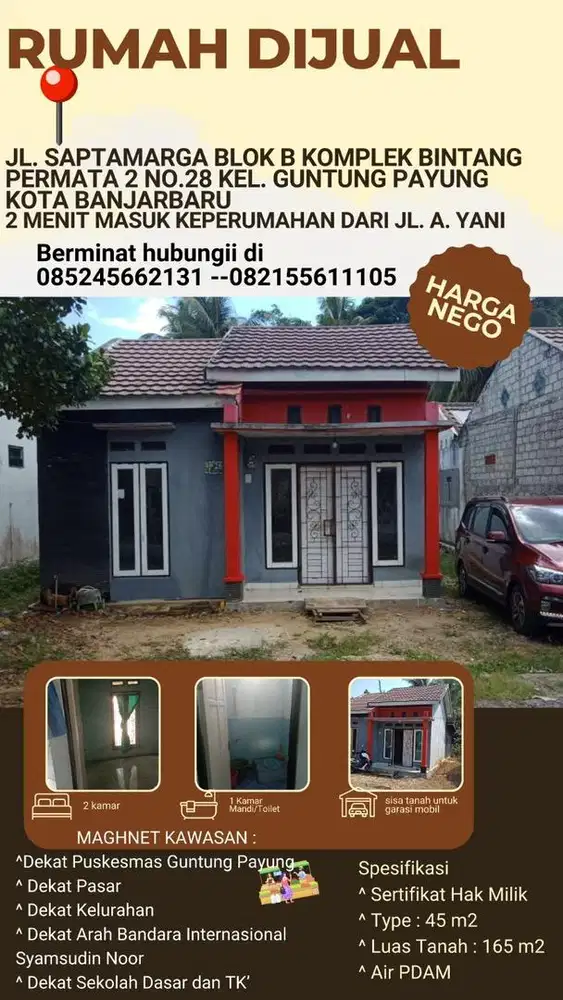 Disewakan rumah type 45 SAPTAMARGA