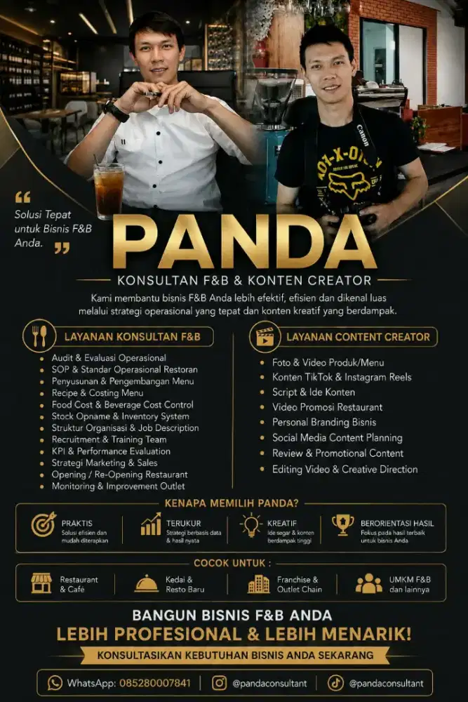 Jasa Consultant F&B dan Content Creator