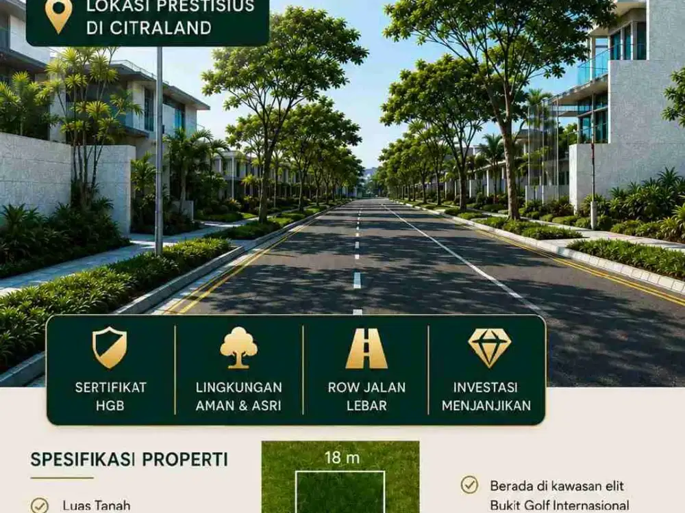 DIJUAL TANAH KAVLING RAYA BUKIT GOLF INTERNASIONAL CITRALAND